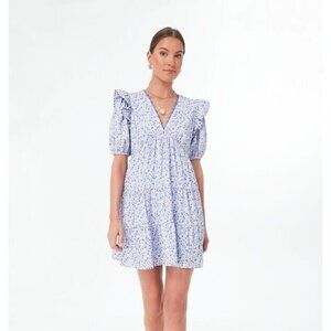 NWT Floral Purple Ruffle Sleeve Dress